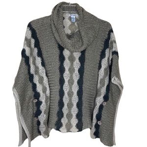 Sisters Cowl Neck Knit Poncho Sweater